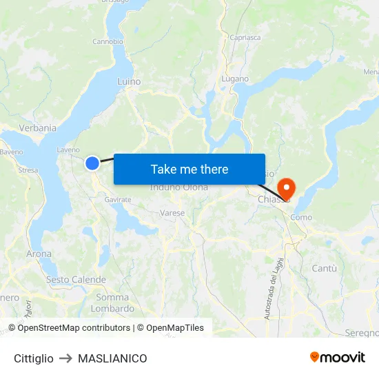 Cittiglio to Maslianico map