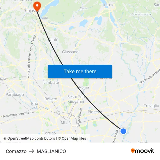 Comazzo to Maslianico map