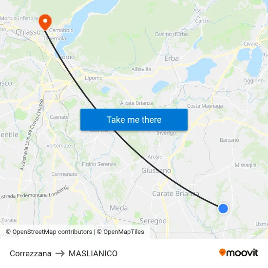 Correzzana to MASLIANICO map
