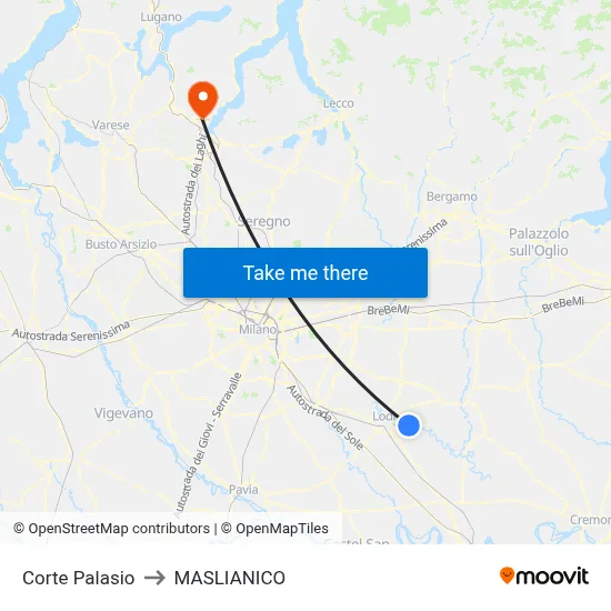Corte Palasio to Maslianico map