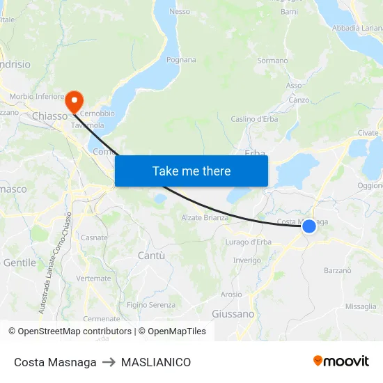 Costa Masnaga to Maslianico map