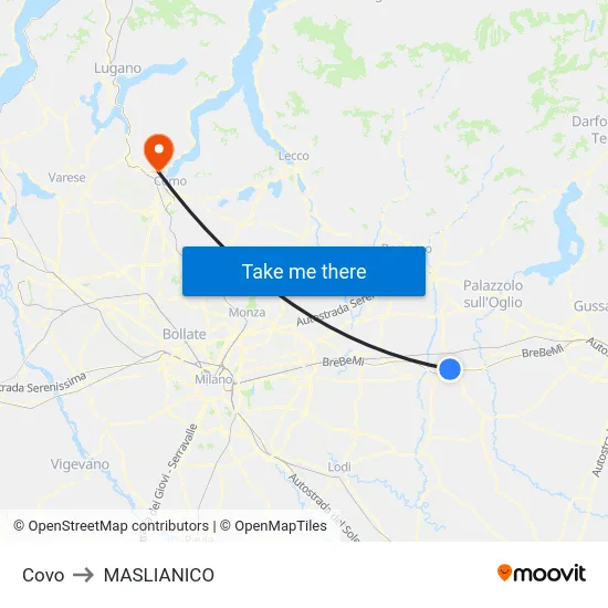 Covo to Maslianico map