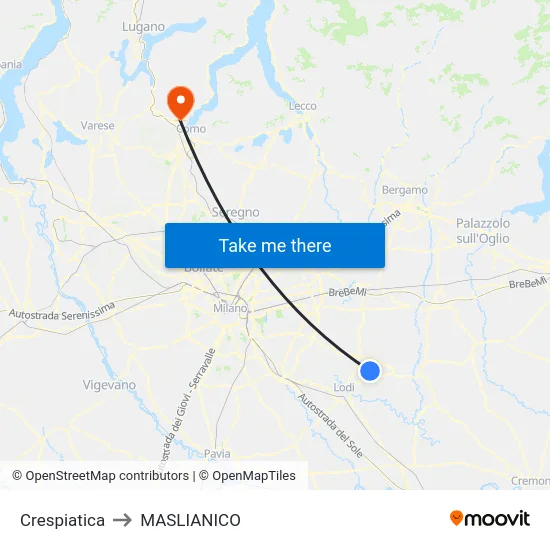 Crespiatica to Maslianico map