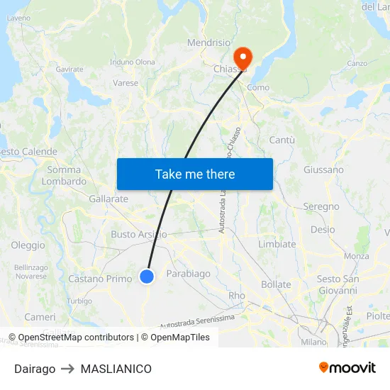 Dairago to MASLIANICO map