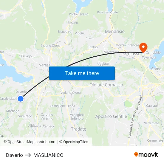 Daverio to Maslianico map