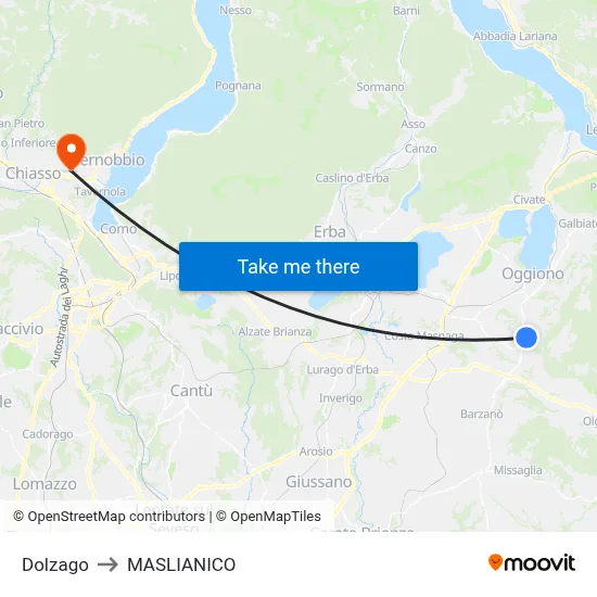 Dolzago to Maslianico map