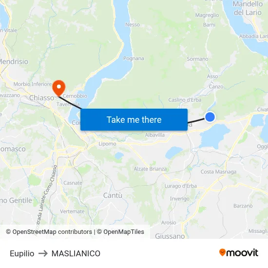 Eupilio to Maslianico map