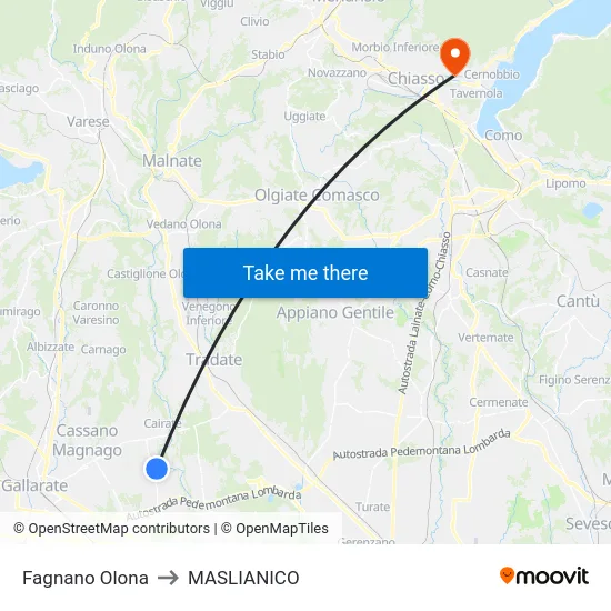 Fagnano Olona to Maslianico map