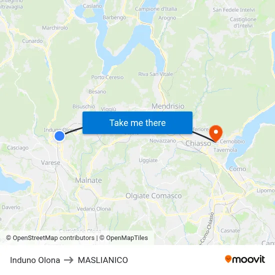 Induno Olona to Maslianico map