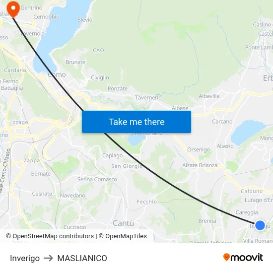 Inverigo to MASLIANICO map