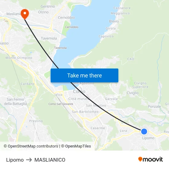 Lipomo to Maslianico map