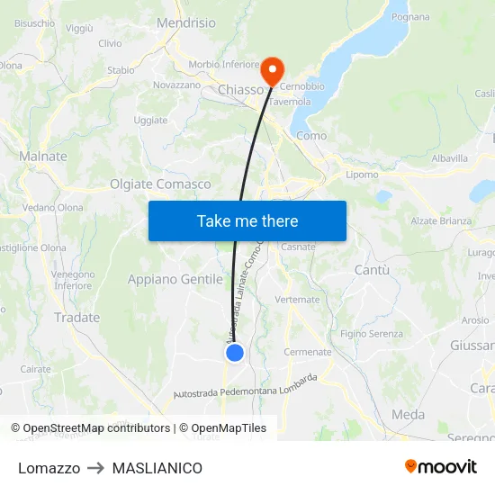 Lomazzo to MASLIANICO map