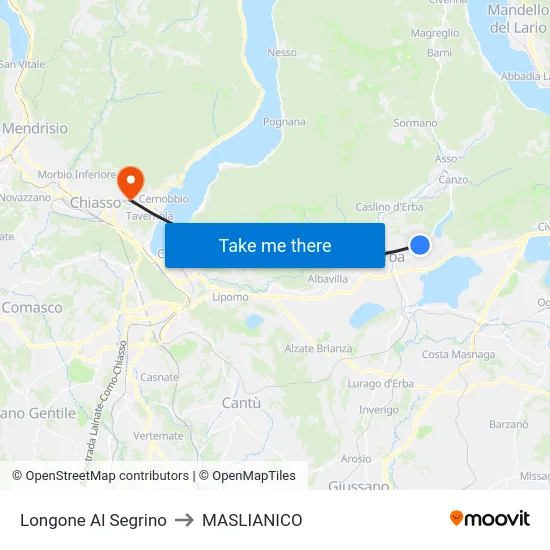 Longone Al Segrino to MASLIANICO map