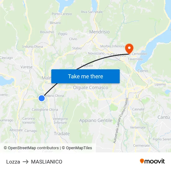 Lozza to Maslianico map