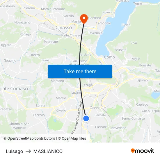 Luisago to MASLIANICO map