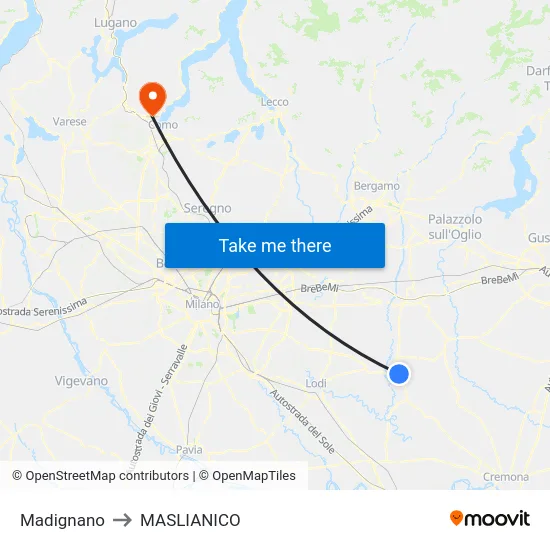 Madignano to MASLIANICO map