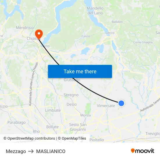 Mezzago to Maslianico map