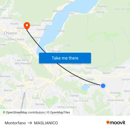 Montorfano to MASLIANICO map