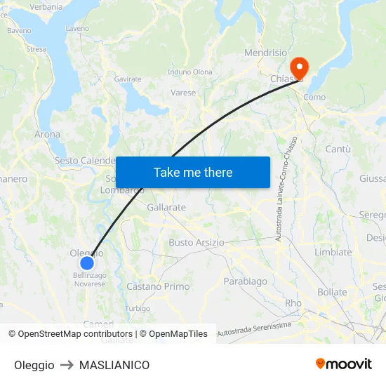 Oleggio to MASLIANICO map