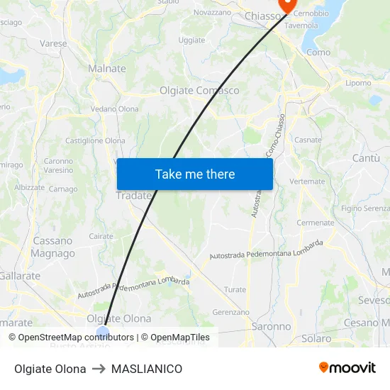 Olgiate Olona to MASLIANICO map