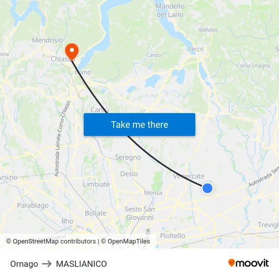 Ornago to MASLIANICO map