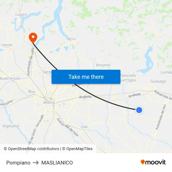 Pompiano to Maslianico map
