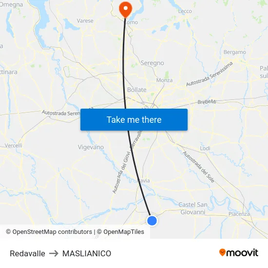 Redavalle to MASLIANICO map