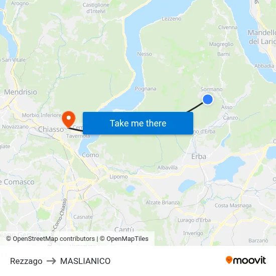 Rezzago to Maslianico map