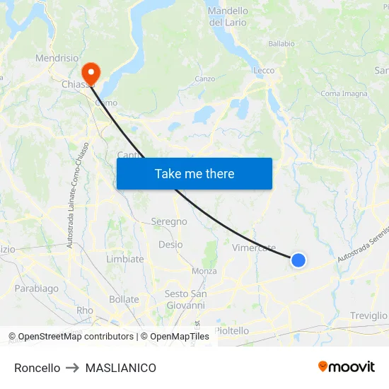 Roncello to MASLIANICO map