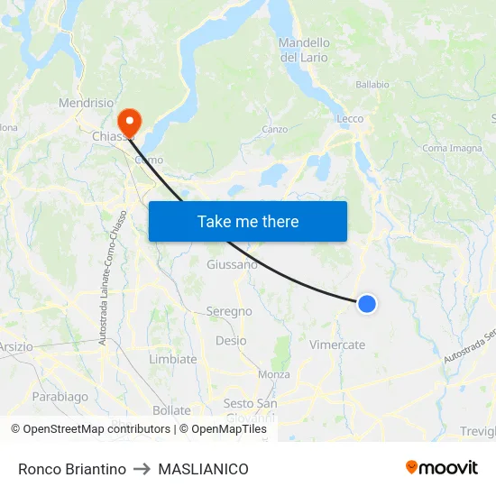 Ronco Briantino to MASLIANICO map