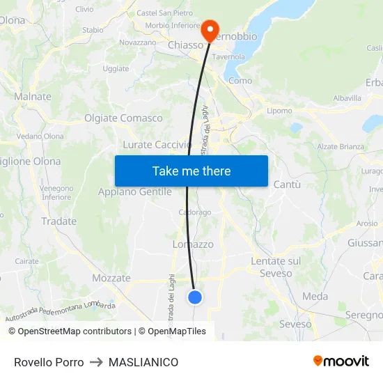 Rovello Porro to Maslianico map