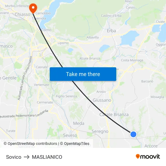 Sovico to MASLIANICO map