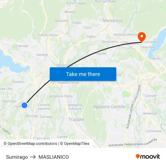 Sumirago to MASLIANICO map