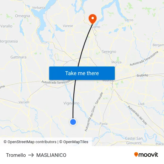 Tromello to MASLIANICO map