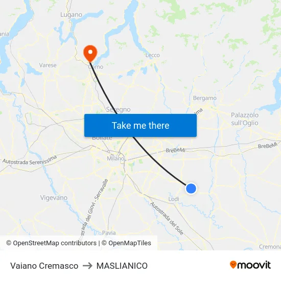 Vaiano Cremasco to Maslianico map