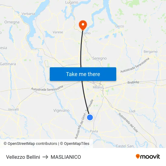 Vellezzo Bellini to MASLIANICO map