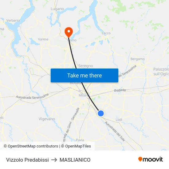 Vizzolo Predabissi to MASLIANICO map