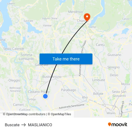 Buscate to Maslianico map