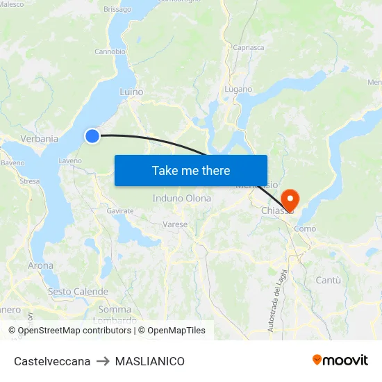 Castelveccana to Maslianico map