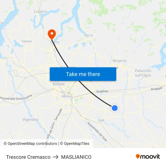 Trescore Cremasco to Maslianico map