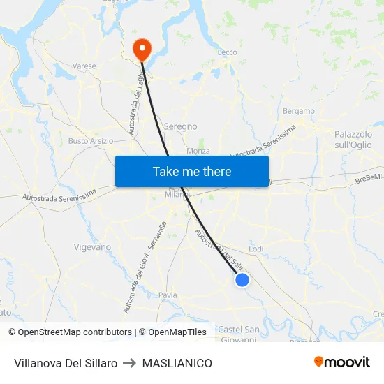 Villanova Del Sillaro to Maslianico map