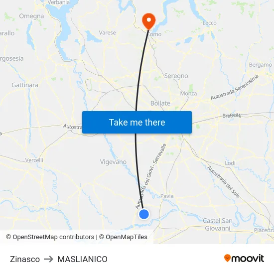 Zinasco to MASLIANICO map