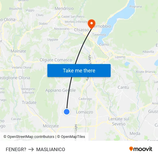 Fenegro to Maslianico map
