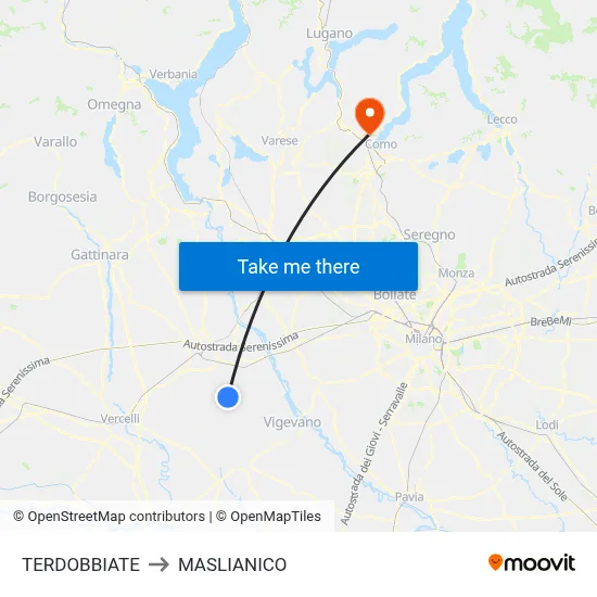 Terdobbiate to Maslianico map