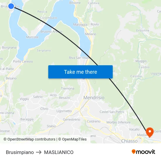 Brusimpiano to Maslianico map