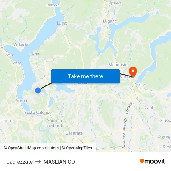 Cadrezzate to Maslianico map