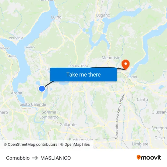 Comabbio to Maslianico map
