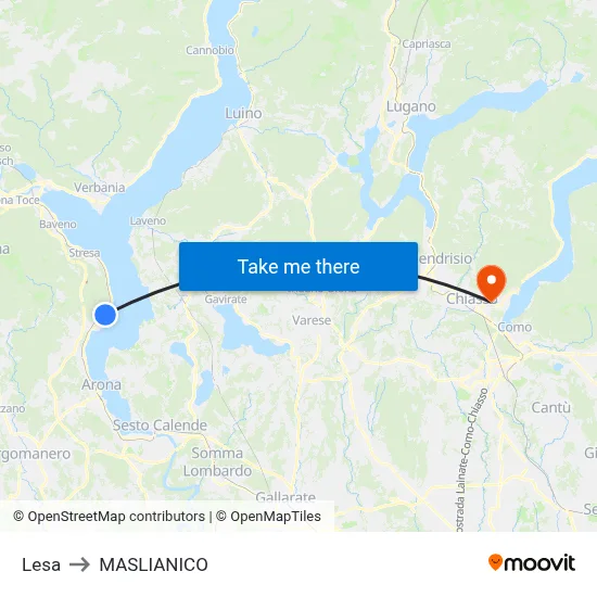 Lesa to Maslianico map