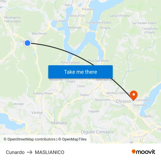 Cunardo to MASLIANICO map