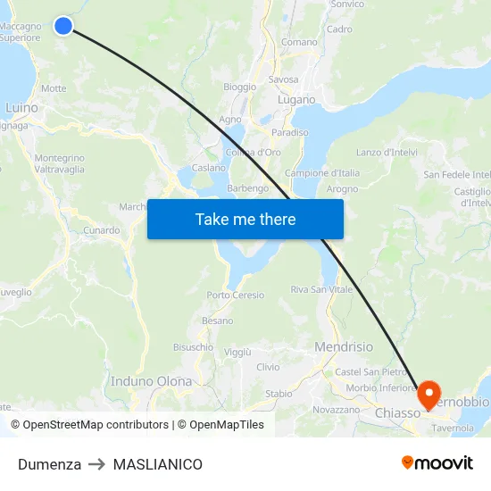 Dumenza to Maslianico map